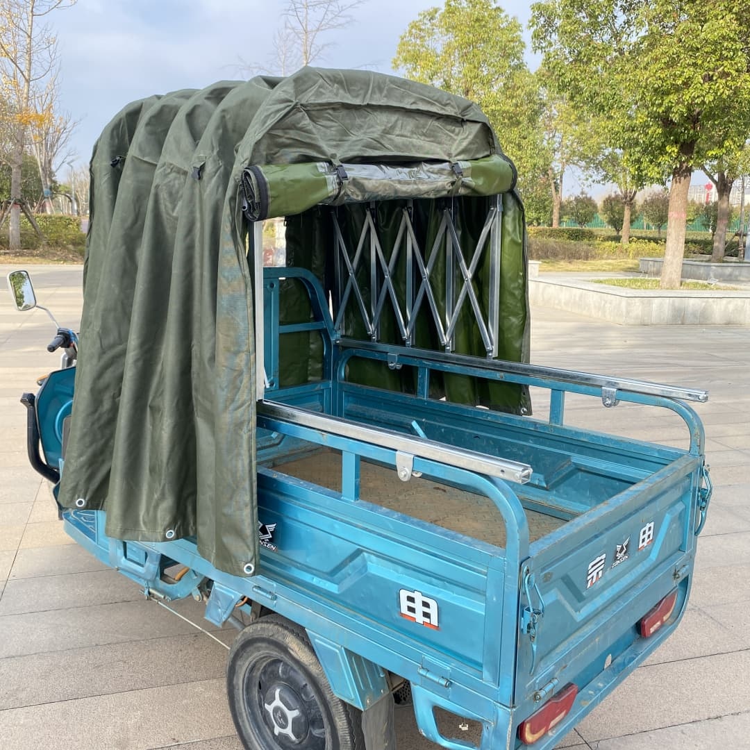 三轮车推拉雨棚车篷布车可伸缩雨篷遮阳防水车篷遮雨篷超厚帆布刀