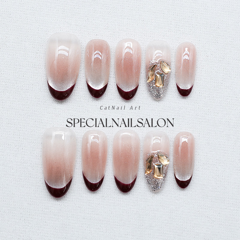 【半糖红茶】纯手工穿戴式美甲法式网红爆款钻饰高级感显白指甲片,彩妆/香水/美妆工具,穿戴甲/甲片,淘宝优惠券,粉丝福利购,淘宝优惠卷