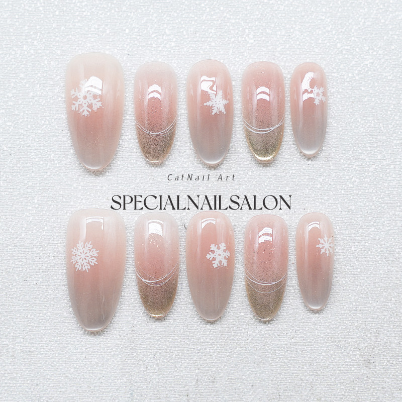 【融雪之时】纯手工穿戴甲高级感雪花细闪猫眼2025新款温柔美甲片,彩妆/香水/美妆工具,穿戴甲/甲片,淘宝优惠券,粉丝福利购,淘宝优惠卷