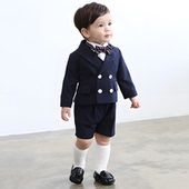 正装 英伦风周岁生日花童小西服男宝宝韩版 夏 男童礼服套装 儿童西装