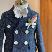 儿童西装 男童礼服花童主持人西服帅气英伦风高端走秀钢琴演出 套装