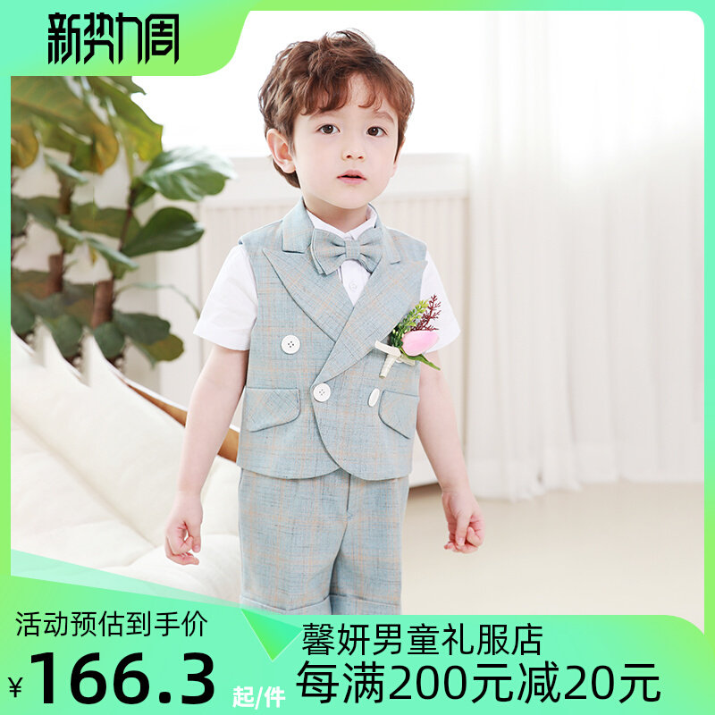 男童礼服儿童西装男宝宝燕尾服套装英伦风男宝花童演出服生日走秀