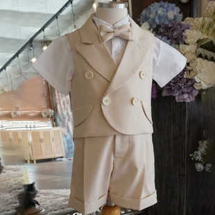 男童西装儿童礼服男宝燕尾马甲套装周岁生日帅气英伦风演出服走秀