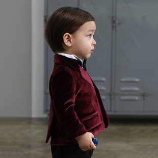 小西服外套周岁生日拜年服春秋新款 男童花童礼服韩版 套装 儿童西装