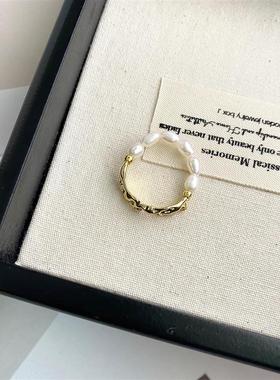 小众设计轻奢高级感几何多重戴法淡水珍珠戒指食指叠戴女食指