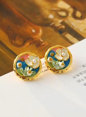 莫奈花园巴洛克珍珠耳钉女2024新款爆款轻奢高级感耳环精致耳饰品