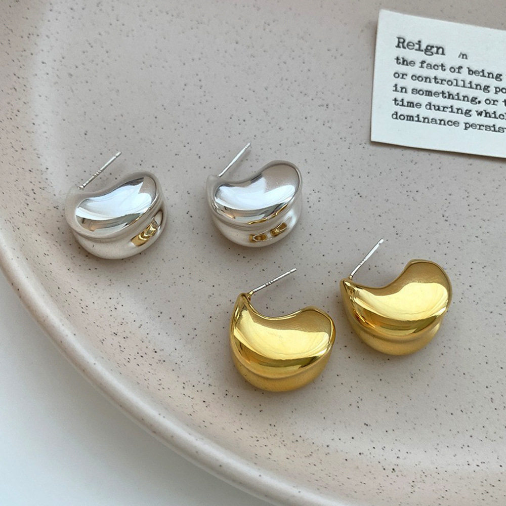 简约金属风c形豆豆耳钉欧美个性