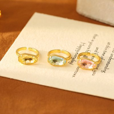新款百搭诞生石戒指女几何个性时尚对戒创意欧美款式钻戒饰品