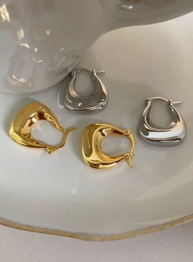 欧美小众设计感手提袋耳扣法式金
