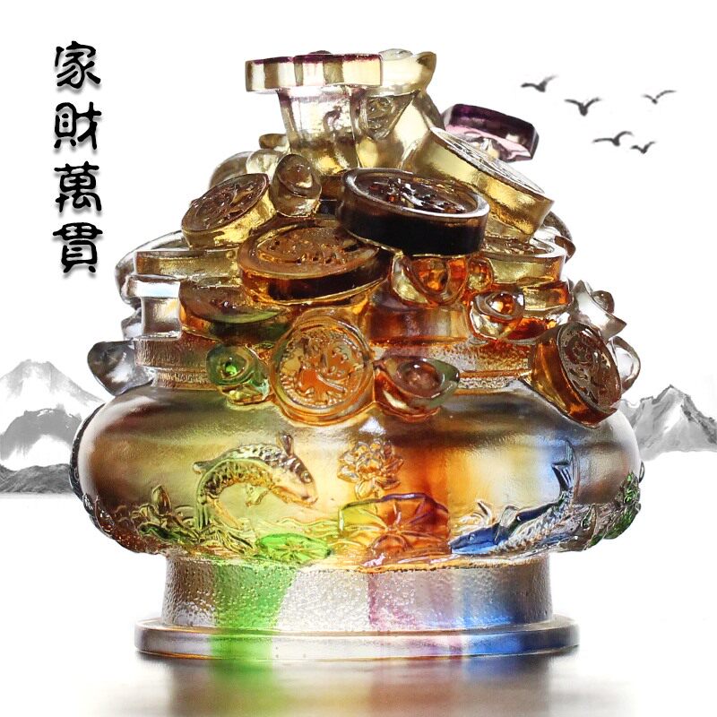 琉璃家财万贯招财摆件居家客厅装饰风水工艺品公司开业乔迁礼品