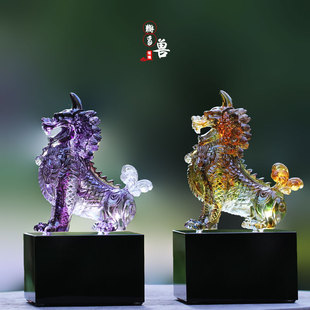 琉璃獬豸神兽独角兽风水摆件居家客厅办公桌面装饰商务法物送礼