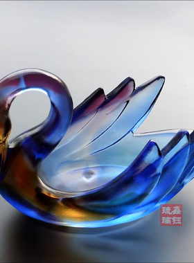 工艺古法琉璃水晶烟灰缸家居装饰