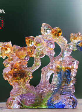 琉璃桃子摆件桌面摆放