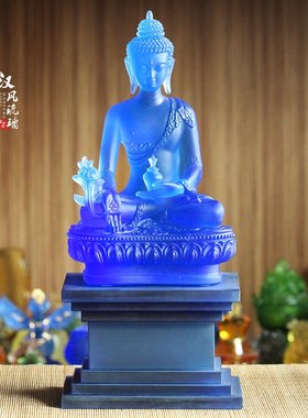 室内琉璃底座供奉观音菩萨药师佛