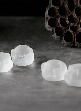 古法琉璃磨砂小猪禅意风桌面摆件