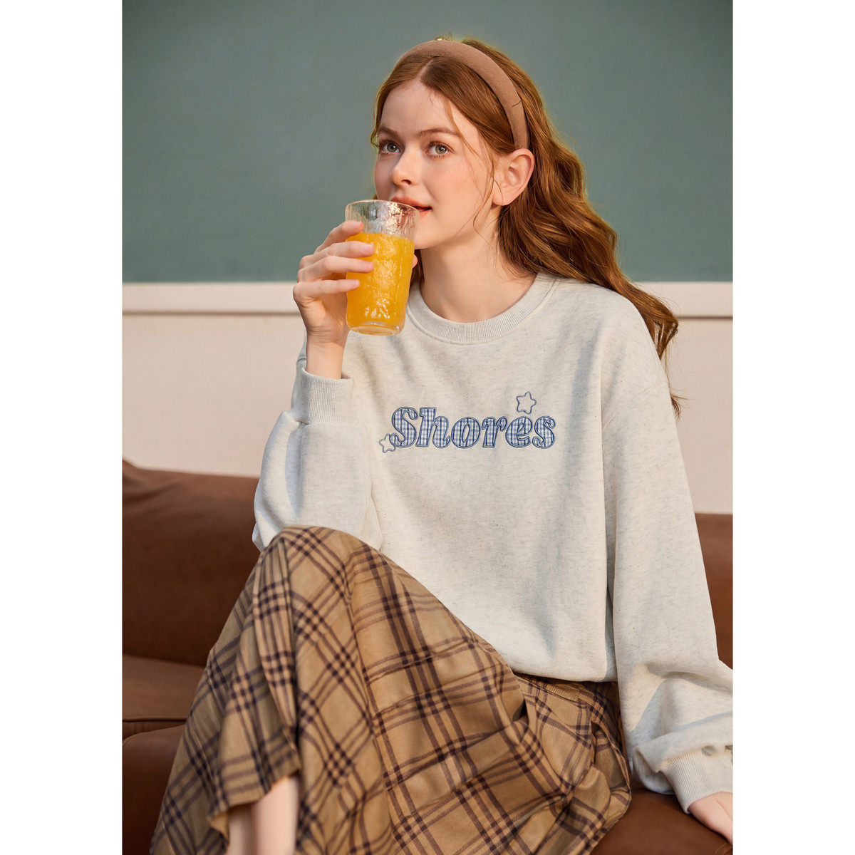 唐狮2026春装新款女贴布绣字母美式圆领卫衣宽松慵懒风灰色上衣