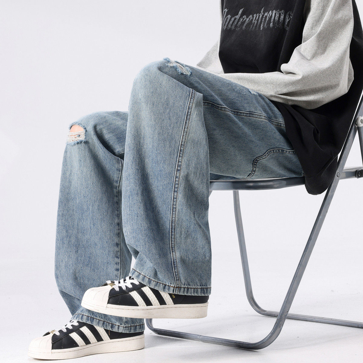 唐狮官方正品男装青少年旗舰2026商场同款店牛仔裤小众阔腿直筒裤