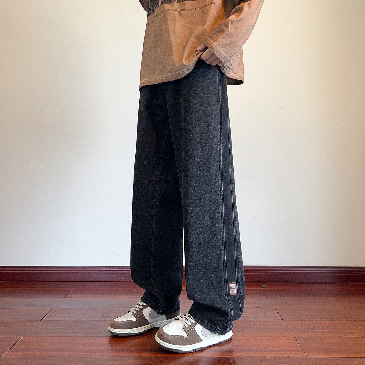 唐狮25秋季新款男士牛仔长裤设计直筒小众复古美式弯刀牛仔裤男w,男装,牛仔裤,淘宝优惠券,粉丝福利购,淘宝优惠卷