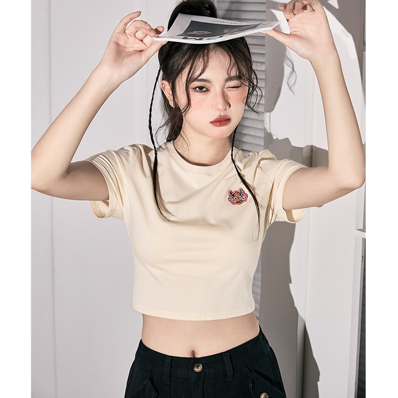 唐狮本命年龙年短袖T恤女2026新款爆款夏季复古美式短款宽松上衣