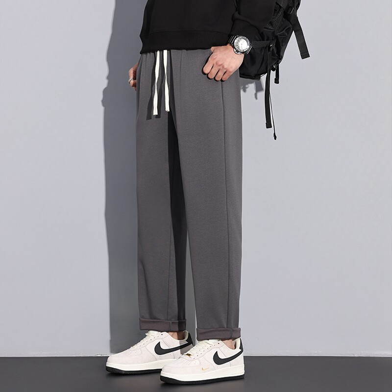 唐狮2026春季新款男休闲长裤宽松直筒裤锥形九分裤潮流韩版运动裤