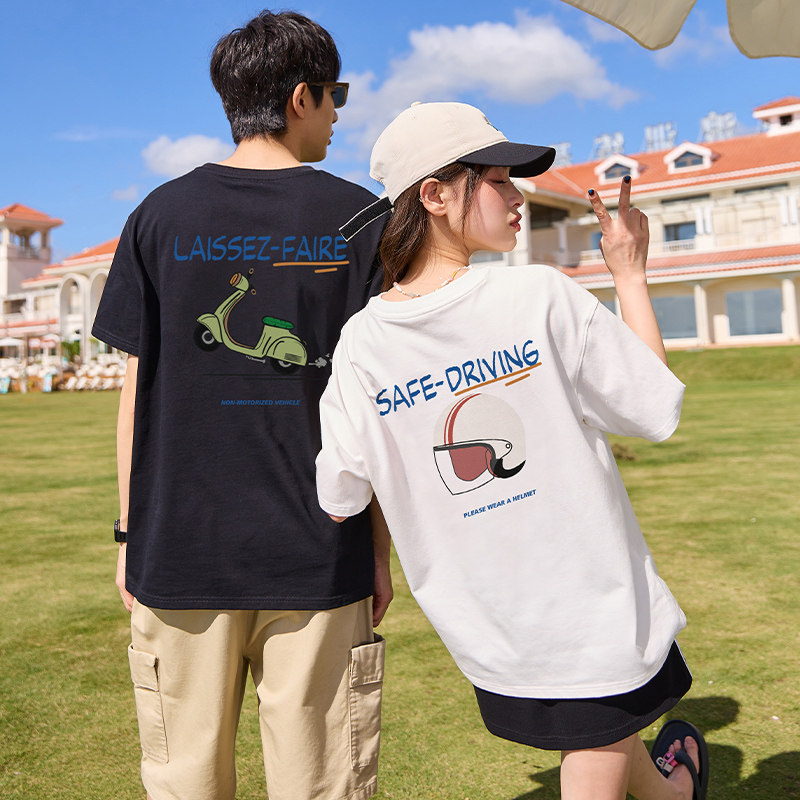 唐狮夏季2026新款上衣女短袖男款T恤小电驴出游情侣装打底衫夏装G