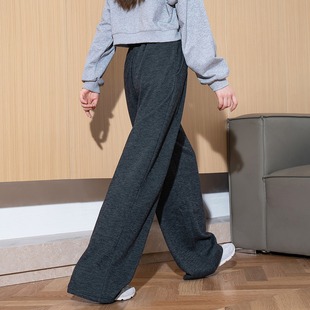灰色糯米裤 唐狮25春秋季 女加绒加厚垂感阔腿百搭长裤 休闲裤 新款