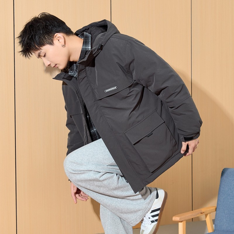 唐狮2024冬季新款棉衣男装短款连帽工装棉服学生加厚上衣棉袄外套