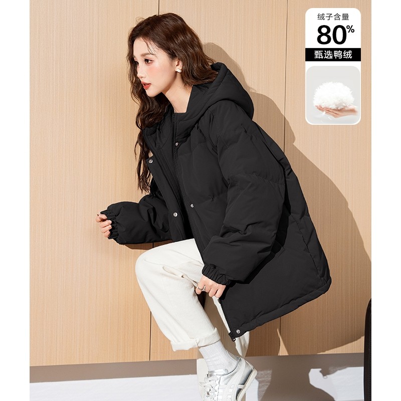 唐狮减龄漂亮洋气短款羽绒服女2025新款连帽紫色外套冬季小个子wp