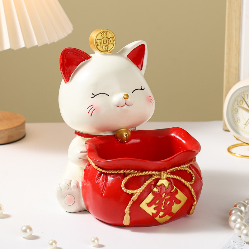 大号招财猫收纳摆件客厅玄关装饰品茶几放遥控器入户进门口放钥匙图片