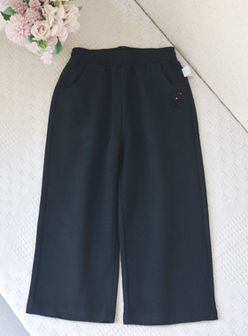 国内柜~130女童宝宝九分阔腿裤中大童黑色春秋时尚长裤宽松