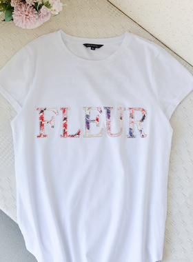 成人女款！！！澳洲单XS-XL纯棉短袖T恤夏季镶钻白色体恤衫上衣