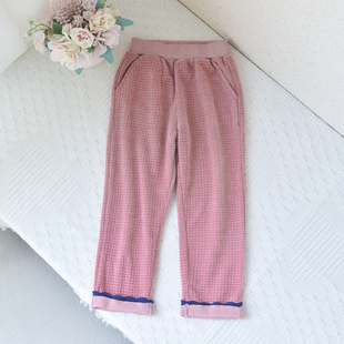 春秋柔软裤 外贸纯元 中大童时尚 160女童宝宝条绒小格长裤 子 110
