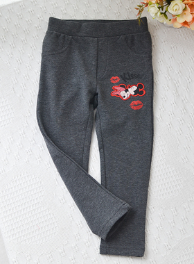 D家纯原~3-8岁女童小宝宝春秋长裤修身中小童灰色毛圈日常柔软裤