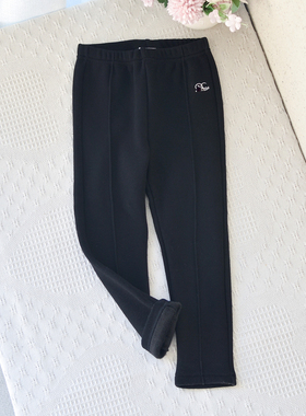 大弹力柜款~110-130女童宝宝加绒长裤中小童一体绒淑女风秋冬黑色