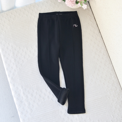 国内柜110-130女童加绒黑色长裤