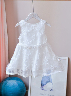 国内柜~90-100女婴儿宝宝白色纱裙连衣裙小童a字裙夏季公主背心裙