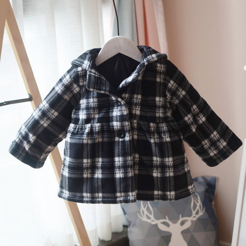 1岁宝宝日本千鸟格洋气外套棉服