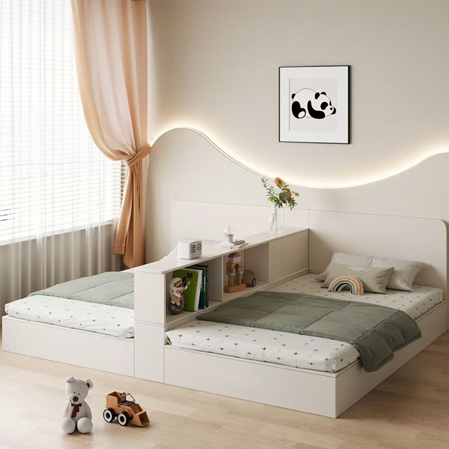 互不干扰姐弟床双人床隔断定制