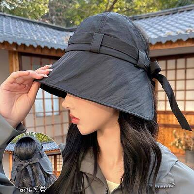 夏季薄款大帽檐遮阳渔夫帽子女2026新款户外出游防晒水桶空顶盆帽