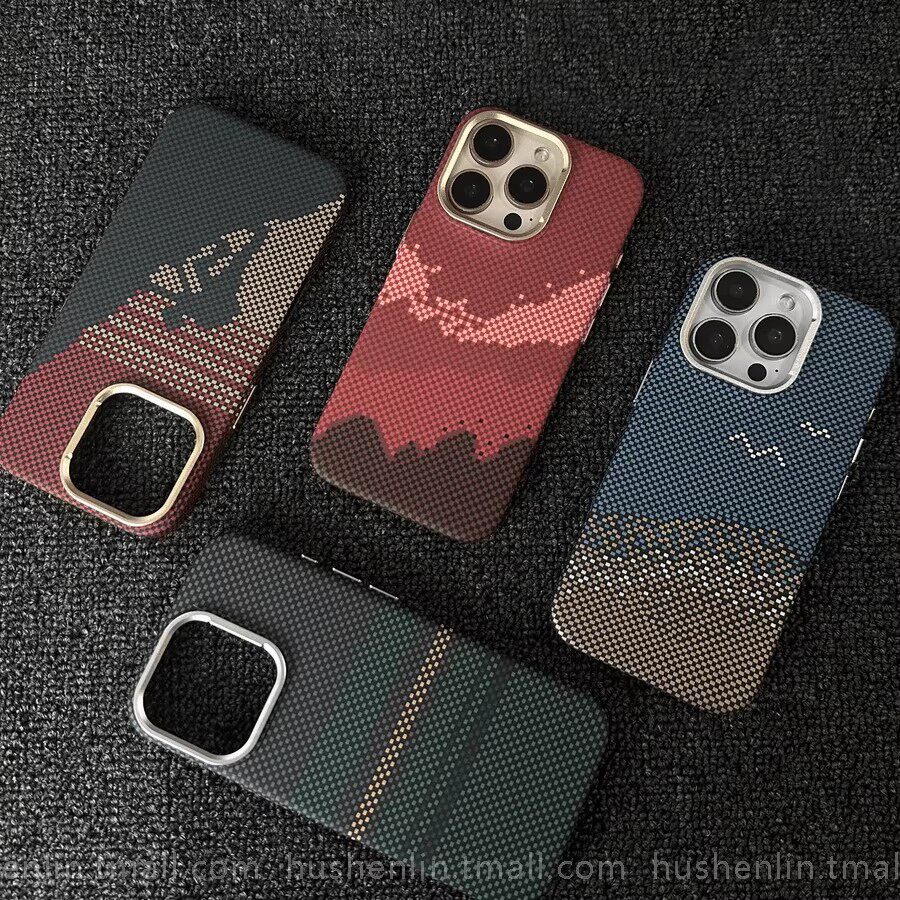 磁吸攀登者碳纤维凯夫拉纹适用于iPhone16ProMax男苹果16手机壳新款13高级14磨砂15防指纹16pro防摔17