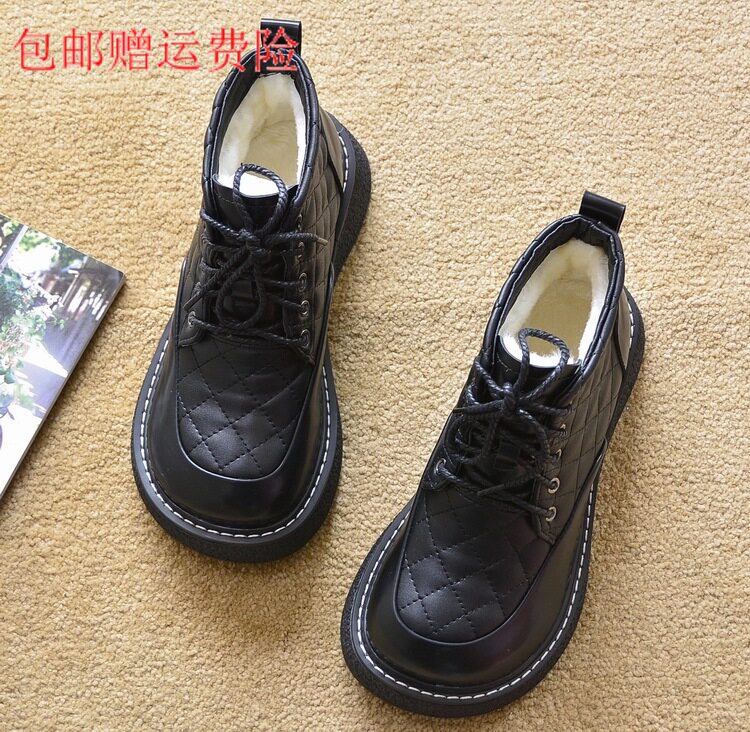 包邮2025新款外贸冬季平跟短靴单靴平底马丁靴短筒厚底时装女靴子