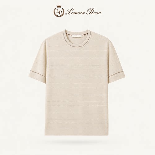 Lemora Pivon高级感莱赛尔亚麻老钱风提花针织短袖LP男女百搭短袖