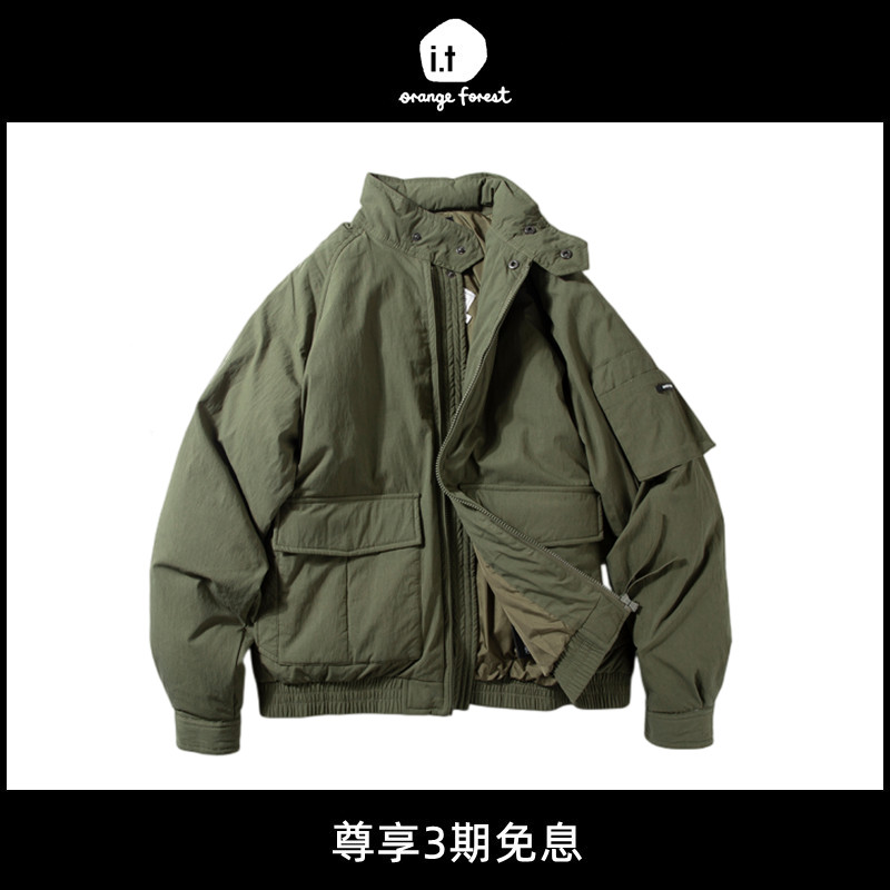 【5折现货】90白鸭绒！羽绒服男加厚立领日系复古潮牌工装宽松男