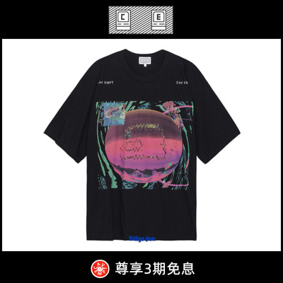 【5折现货】LIFE CAVEMPT日系简约霓虹地球印花CE短袖T恤男女宽松