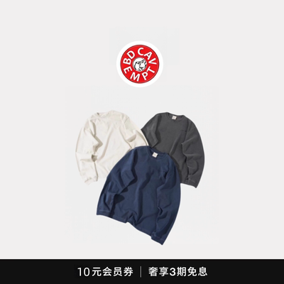 [5折现货]BD CAVEMPT重磅水洗做旧雪峰刺绣字母重磅水洗长袖T恤男