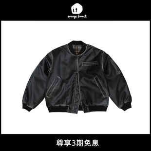 美式 厚实温暖 你值得拥有 复古做旧皮夹克棉服棒球服 5折现货