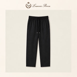 Lemora Pivon LP老钱风橡筋腰抽身刺绣亚麻混纺高端夏季休闲裤