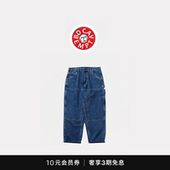 基础工装 CAVEMPT长谷川水洗双膝牛仔裤 宽松直筒长裤 5折现货