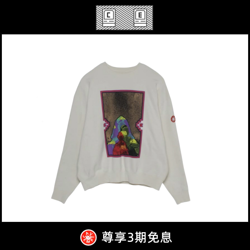 【5折现货】LIFE CAVEMPT 日系人脸米白色印花画框圆领套头CE