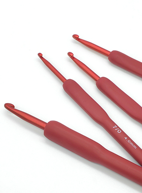 暮色初学者红色软柄氧化铝手工DIY编织工具钩针
